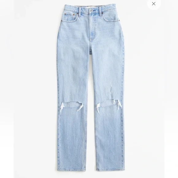 Abercrombie Curve Love 90s Ultra High Rise Straight Jeans - Picture 2 of 16